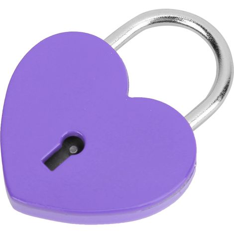 Cadenas cœur métallique violet 45x59mm, finition délicate, avec clés, fournitures artisanales pour maison, serrure décorative exquise (1/5)