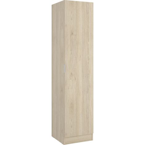 Armoire étroite avec porte en panneaux de particules mélaminés coloris chêne - Longueur 41 x Profondeur 52 x Hauteur 184 cm -PEGANE- (1/5)