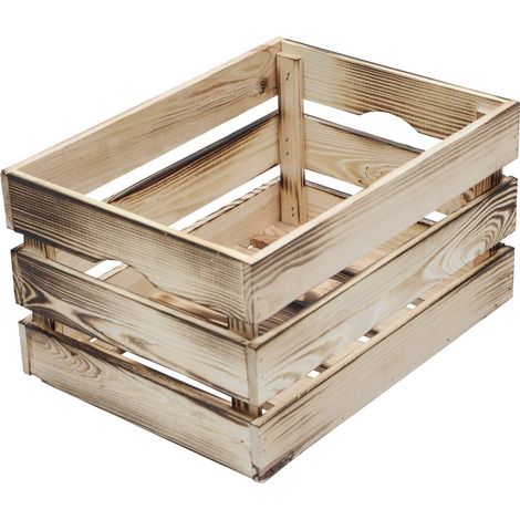 Contenitore a Cassetta Salvaspazio 40x30x24 cm in Legno Effetto Fiammato Naturale (1/2)