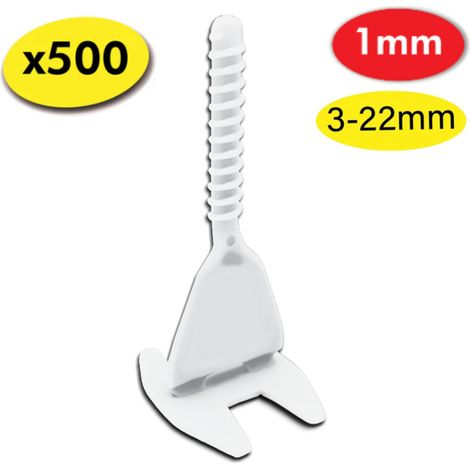 500 croisillons autonivelants LEVEL FIT 1 mm - Pose carrelage 2 à 22 mm – SHAFFER PRO (1/4)