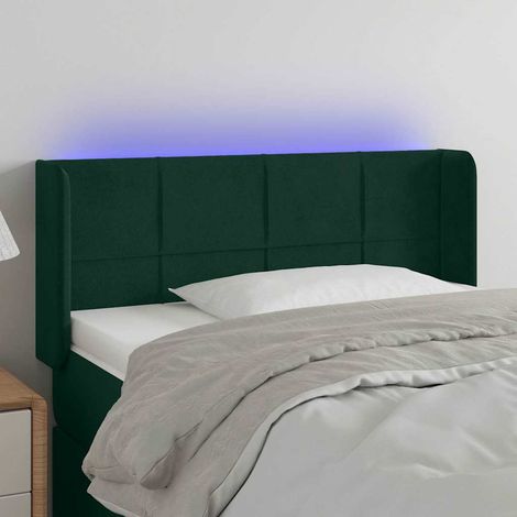 vidaXL Cabecero con LED de terciopelo verde oscuro 103x16x78/88 cm (1/5)