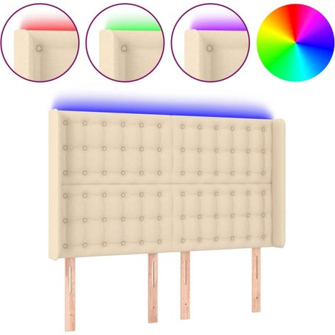 Maison Exclusive - Testiera a LED Crema 147x16x118/128 cm in Tessuto (1/5)
