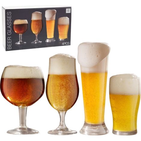 Bicchieri per degustazione birra in vetro trasparente set da 4