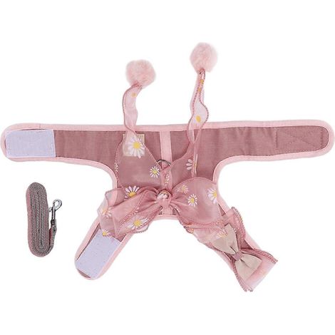 Harnais et laisse pour chat, ensemble respirant, gilet à nœud papillon féerique, corde pour chat pour les promenades en extérieur, rose féerique, taille S (1/2)
