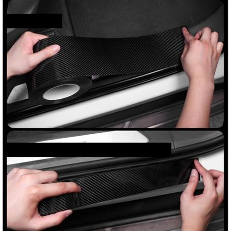 Protection Anti-éraflures en Fibre de Carbone 5d pour Voiture, Bande Adhésive Noire 5 Cm X 3 M, Protecteur de Pare-chocs pour Usage Extérieur Automobile (1/5)