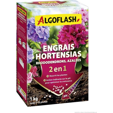 Engrais 2 en 1 pour Hortensias, Rhododendrons, Azalées Spécial pH, jusqu'à 10 Plantes, 1 kg, HORTOPH1N (1/5)