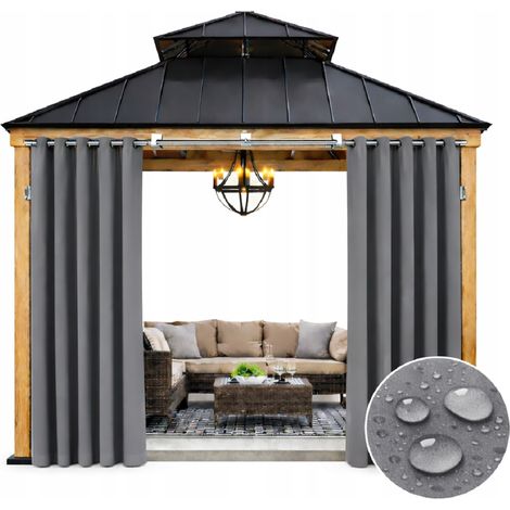 Tenda da giardino impermeabile 155x220 con occhielli, grigio scuro, 1 pz.