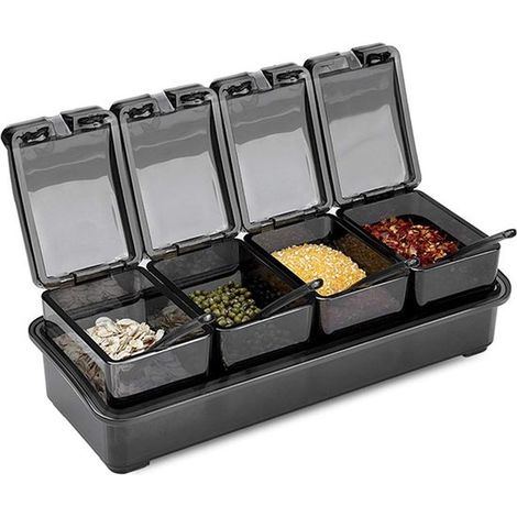 Set mit 4 Gewürzgläsern und 4 Löffeln, transparentes Gewürzglas, Gewürzbox-Set (1/5)