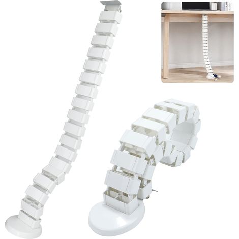 Guide-câbles carré Kuba Slim Line - Longueur : 1000 mm - Goulotte de câble flexible pour bureau - Gestion idéale des câbles et pour bureaux réglables en hauteur (blanc) (1/5)