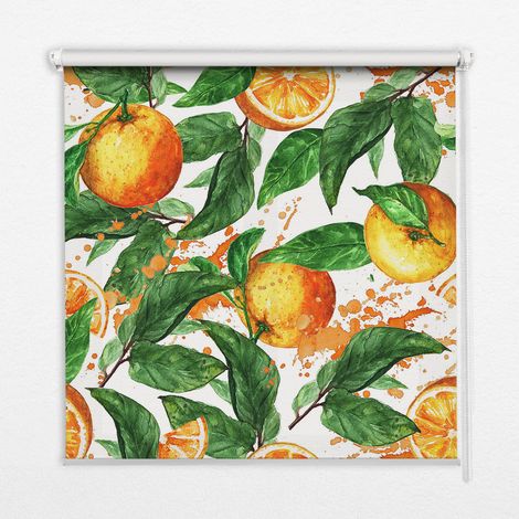 Tenda a Rullo Interna per Finestra - Tenda Filtrante Luce - Tenda Privacy - Tenda Decorativa Rettangolare - Rullo per Interni - (110 cm x 140 cm) - Arance e foglie (1/5)