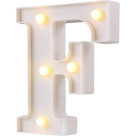LED Chapiteau Lettre Lumières 26 Alphabet Lettres Lumineuses Signes Parfait pour la Décoration De Bar De Fête De Mariage (Blanc F)-Fei Yu (1/5)