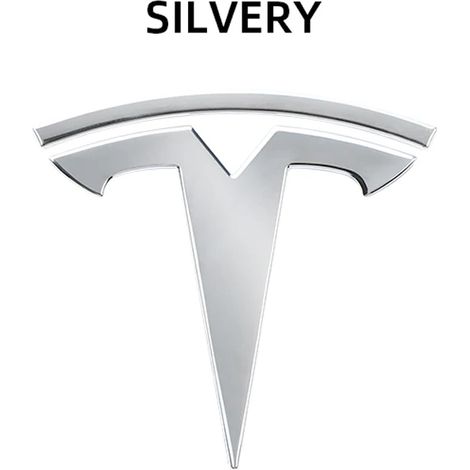 (Argent, 3 pièces arrière) - Emblème avant et arrière de voiture Tesla, autocollant compatible avec les modèles Tesla, logo métallique de remplacement arrière et logos arrière noircis (1/5)