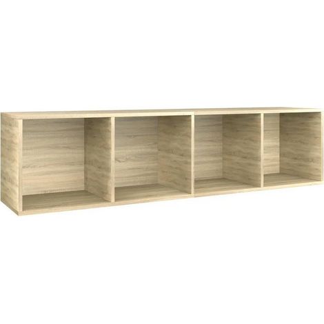 Meuble TV 4 niches bois chêne clair Asana 143cm (1/3)