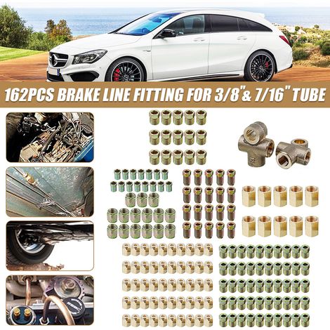 162PCS Brake Pipe Fittings Nut Kit + Metric 10mm x 1mm Nut Connectors