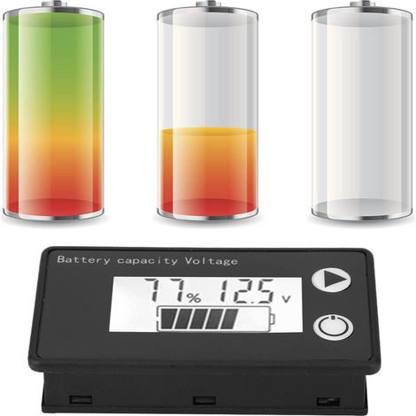 Indicateur de capacité de batterie LCD 12V, testeur de batterie au lithium, voltmètre numérique universel (10-100V, alarme blanche) (1/5)