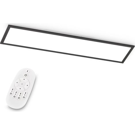 EGLO LED Büro-Deckenleuchte Bottazzo, mit Fernbedienung, 3200 Lumen, Deckenlampe flach 100x25 cm, Lampe Decke Wohnzimmer, Panel dimmbar, Küchenlampe warmweiß – kaltweiß, Schwarz
