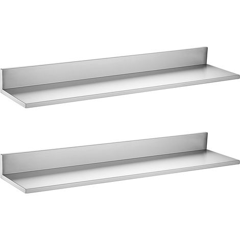 Étagère Murale Flottante, Tablette Murale en Inox 21,8x91,5 cm 2PCs, pour Cuisine Maison, Restaurant, Bar, Garage, Charge Maximale de 30 kg, Étagère de Rangement Professionnelle en Forme de L (1/5)