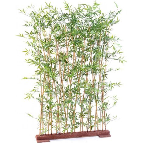 Pegane – Haie artificielle BAMBOU vert 190 cm – Résistante UV – Pour extérieur abrité – Dim : 190 x 35 x 110 cm – Feuillage en PE UV