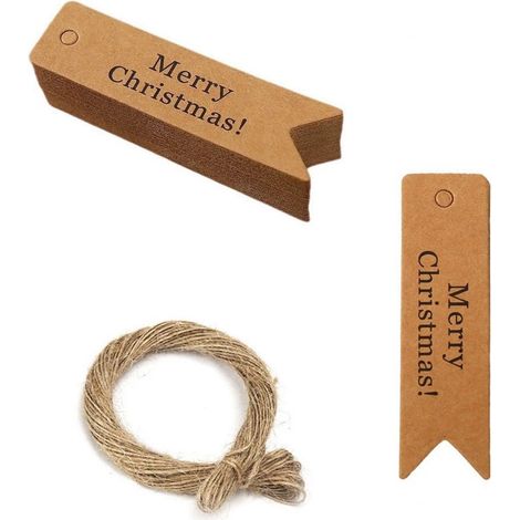 Lot de 100 étiquettes cadeaux en carton kraft dimensions 7 x 2 cm pour cadeaux de Noël emballages et décoration
