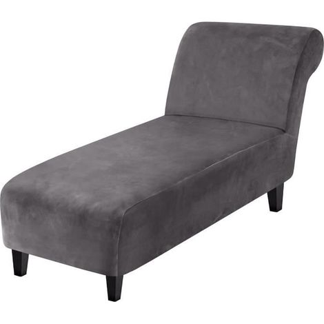 Housse de chaise longue en velours, housse de canapé inclinable extensible sans accoudoirs pour salon, chambre à coucher - gris (1/4)