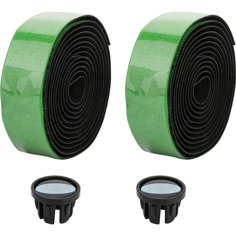 Guidon de vélo ruban adhésif antidérapant, bande de guidon respirante, sangle de poignée de cyclisme, bandage noir et vert (1/5)