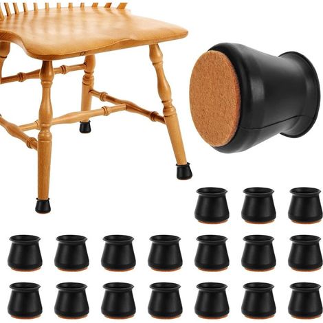 QAZQA Pieds de chaise en silicone de protection HonGien 32PCS avec coussinets en feutre antidérapants, évitent les rayures et le bruit, s'adapte aux pieds de chaise de 30-45mm (1/5)