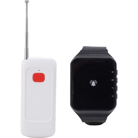 Système d'appel sans fil : 1 récepteur montre-bracelet, 1 émetteur, système de radiomessagerie sans fil étanche IPX4 (1/5)