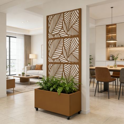 Tabique Surnskoki con jardinera acero 190x82x38cm - Marrón (1/5)