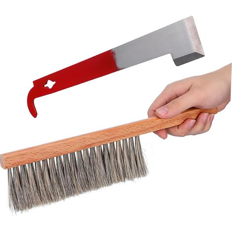 Kit D’outils pour Ruche, 1 Set Bois et Fer, Usage Apiculture Brosse à Abeilles et Crochet en J, Pratique pour Nettoyage Domestique, Outil Apiculteur Débutant (1/5)