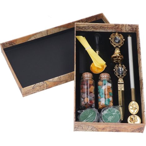 Kit de Sceau à Cacheter Rétro Européen, DIY Tampon pour Enveloppes, Cire à Cacheter avec Peinture, Coffret Cadeau Décoratif Gris (1/5)