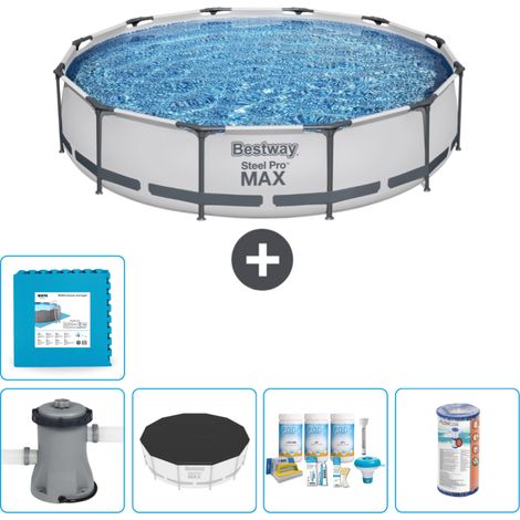 Piscine Bestway Ronde Steel Pro MAX - 366 x 76 cm - Grise - Comprend des Accessoires CB12 (1/5)