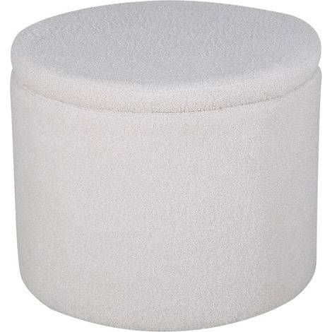 Pouf Coffre Tissu Bouclette "Dunken" 51cm Blanc (1/5)