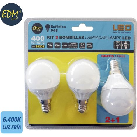 E14 5W 400lm 6400K LED-Lampenset - Kaltweiß - EDM - Art.-Nr. 98202