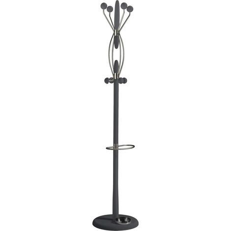Perchero mod. 425 con paragüero herrajes cromo satinado lacado azabache, 184 cm(alto)37 cm(ancho)37 cm(largo) (1/2)