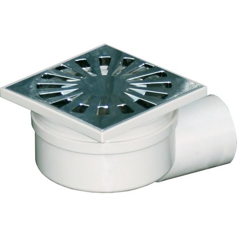 Siphonette 100x100mm sortie horizontale Ø40 - Grille chromée