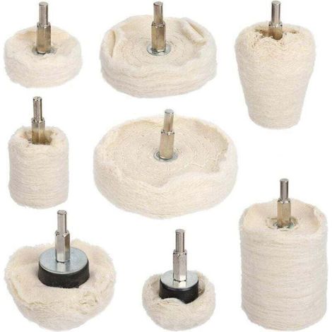 Disque de polissage pour perceuse, 8 tampons de polissage en coton pour métal (aluminium/acier inoxydable/chrome/Métal/laiton) Bois Plastique Verre Céramique (1/4)
