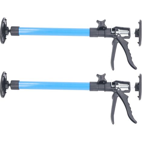 2 tiges de support télescopiques avec patins antidérapants, en acier inoxydable, réglables, pour l'installation d'armoires en bois (1/5)