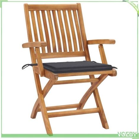 Chaise de jardin - FAFEICY - 3062406 - Bois de teck - Pliable - Coussins anthracite (1/5)