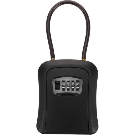 Coffre-fort à clés extérieur, cadenas à combinaison à 4 chiffres pour clés de maison-22X9.8CM-Black (1/2)