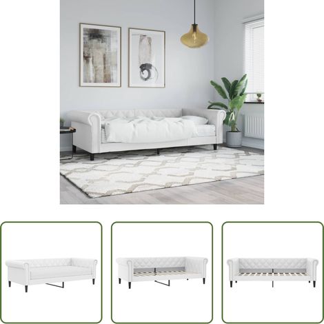 Schlafsofa - Tagesbett mit Matratze Weiß 90x200 cm Kunstleder (1/5)