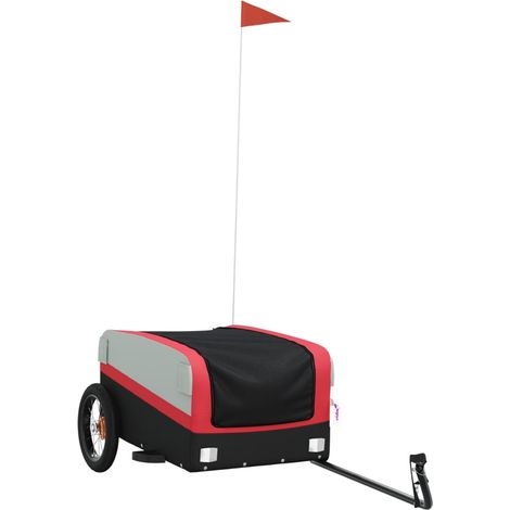 Remorque de vélo noir et rouge 30 kg fer CFW56702 (1/5)