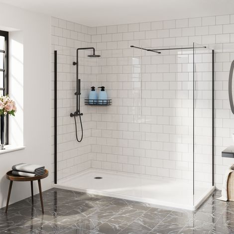 Aquariss Walk in 1400mm Front Panel+700mm Side Panel Black (1/5)