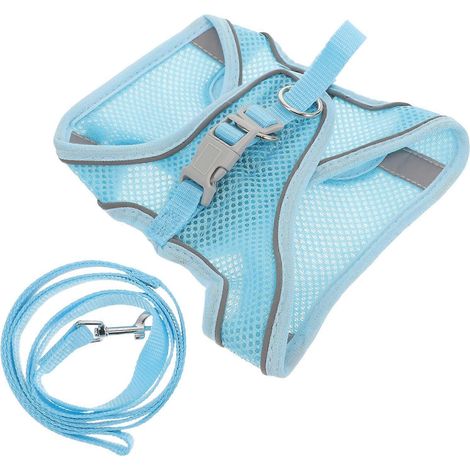 Arnés reflectante para perros con correa para mascotas, 2 unidades, transpirable, color azul. (1/5)