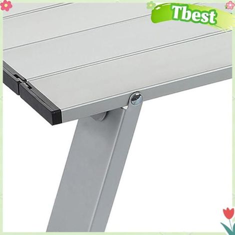 Tbest table pliante en alliage d'aluminium pour le camping Petite Table pliante d'extérieur en alliage sport tabouret Noir Argent (1/5)