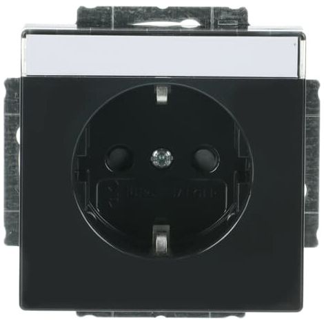 Busch-Jaeger Inserto presa SCHUKO® Safety+ con campo di etichettatura nero opaco - Piattaforma 63 (20 EUCNB-885), 2CKA002013A5434