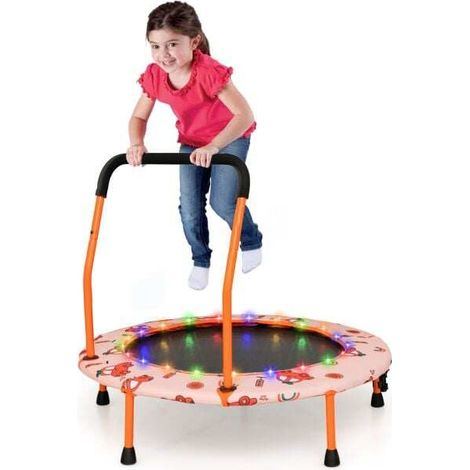 Mini trampoline pour enfants avec lumières LED et poignée de sécurité - orange (1/5)