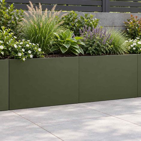 vidaXL Retaining Wall 2 pcs 60 x 12 x 40 cm Steel Olive Green (1/5)