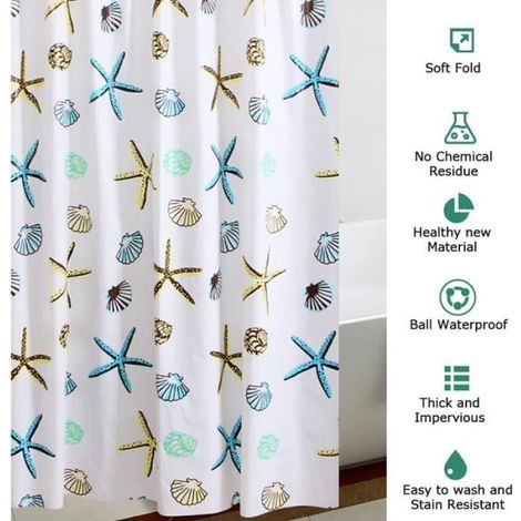 Rideau de douche - - 200x200 cm - Imperméable - Anti-moisissure - Antibactérien (1/4)