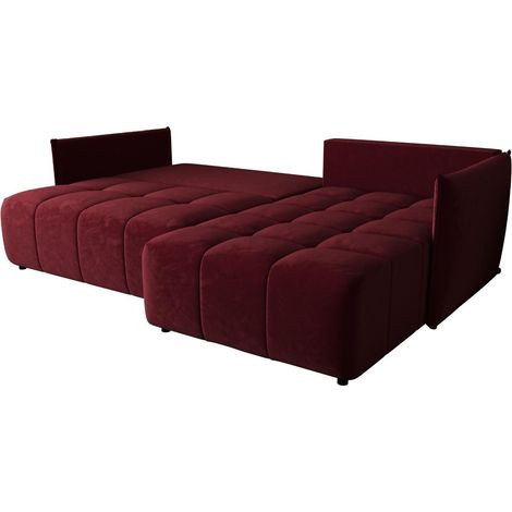 Canapé d’angle velours convertible avec rangement ELIO angle droit-Rouge-angle droit (1/4)
