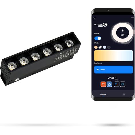 Faretto lineare a LED da 6 W con griglia a 2,4 GHz per binari magnetici SMART TRACK 48 V CC 3000-5000 K dimmerabile